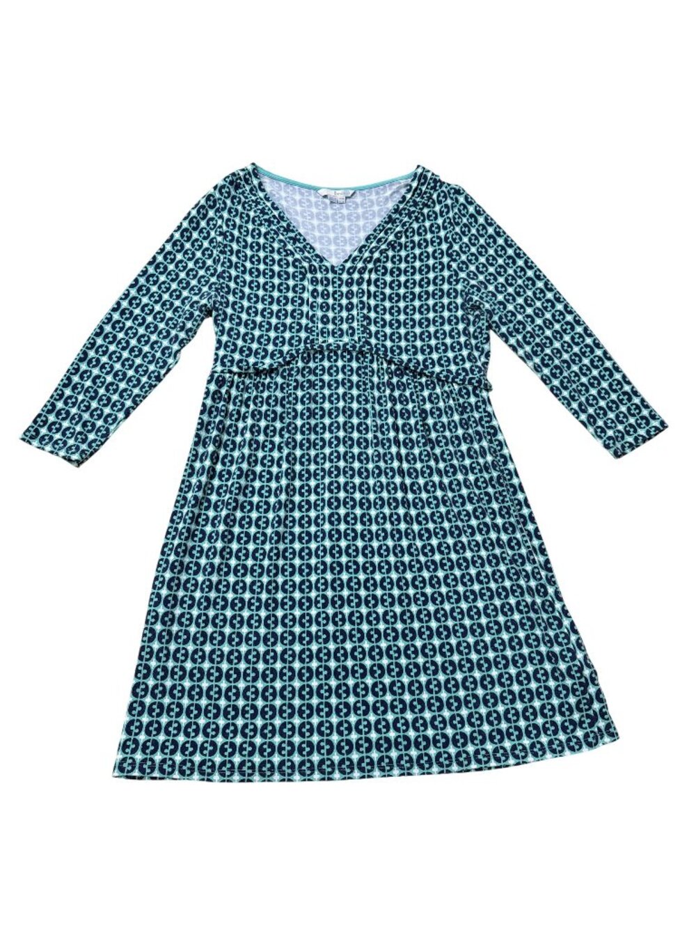 Boden Womens Blue Green Geometric Printβ Jersey Shift Dress US 12